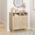 thumbnail image 4 of Rattan Sideboard Buffet Cabinet, Boho Storage Cabinet with 2 Doors, Open Shelf for Living Room, Hallway & Kitchen, 4 of 7
