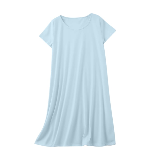 Yuyuzo Chemises de Nuit pour Femmes à Manches Courtes, Robes de Détente et de Sommeil, Amples, Basiques, Unies, Col Ras du Cou, T-Shirts Confortables, Nuisette