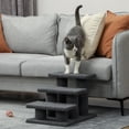 thumbnail image 2 of PawHut 3-Step Pet Stairs, Carpeted Cat Scratching Post, Dark Grey, 2 of 10