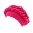 thumbnail image 2 of Fashion Women Beading Braid Hat Muslim Ruffle Cancer Wrap Cap Sleep Caps Satin Lined Hair Bonnets, 2 of 2