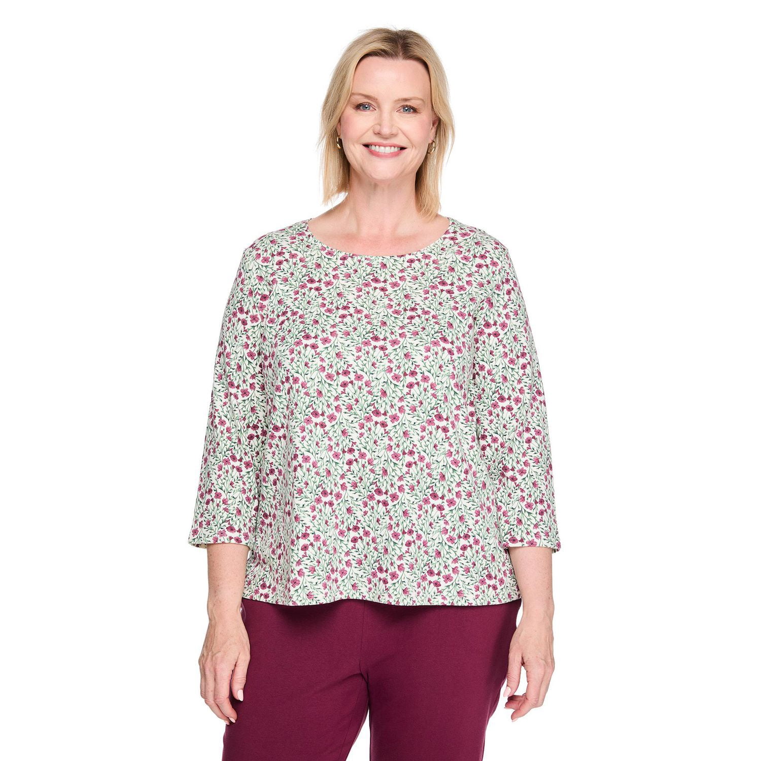 T-shirt imprimé à encolure dégagée Karen Scott Plus pour femmes