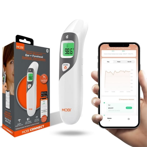 MOBI Smart DualScan Ear & Forehead Bluetooth Digital Thermometer for Baby, Kids & Adults