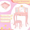 thumbnail image 3 of Costway Coiffeuse pour Enfants Ensemble de Coiffeuse Princesse Table et Chaise avec Miroir Éclairé Rose, 3 of 10