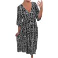 thumbnail image 1 of JIRNDf Robes Maxi d'Été pour Femmes Tendance à Imprimé Floral, par-Dessus, Col en V, Sans Manches, Robes d'Été pour Femmes, Robe Bohème, Noir, TG, 1 of 9