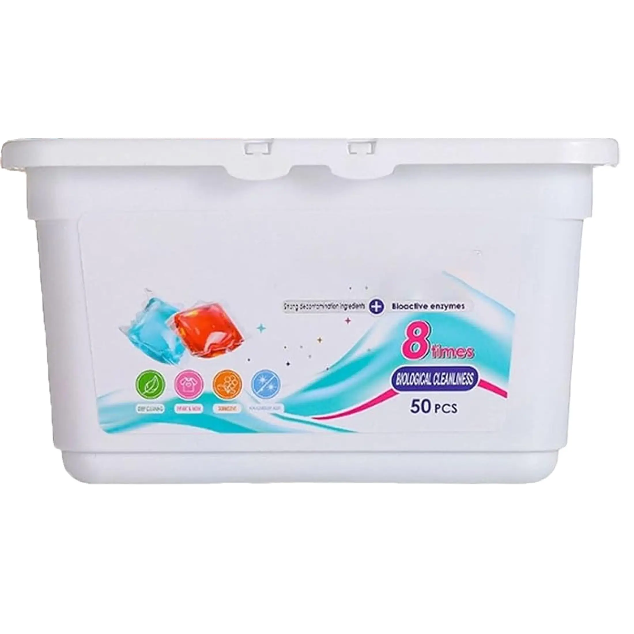 5-in-1 Laundry Detergent Pods 50 Count Concentrated HE Laundry Capsules with Stain Remover Fabric Softener Color Care Long-Lasting Fresh Scent White 1 Box