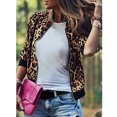 thumbnail image 2 of Veste Bomber à Fermeture Éclair à Manches Longues à Imprimé Léopard pour Femmes, Hauts Décontractés, 2 of 8