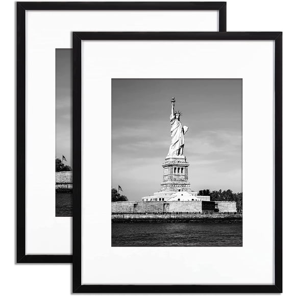 AmPm 11x17 Picture Frame Black Poster Frame,Display Pictures 8x12 with Mat or 11x17 Without Mat,Wall Gallery Photo Frames,2 Pack