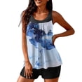 thumbnail image 3 of Tummy Control Mesh Rushed Tankini Bathing Suits for Women Two Piece Modest Blouson Tankini Top with Bikini Bottom, 3 of 9