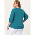 thumbnail image 4 of GRACE & GRANDEUR Hauts pour Femmes Grande Taille Travail Col Rond Blouse en Mousseline à Volants Haut de Bureau 2X Bleu Vert, 4 of 5