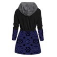 thumbnail image 3 of CEHVOM Femmes Automne et Hiver Imprimé à Empiècements Manches Longues à Cordon Cardigan Manteau Hauts Coupe-Vent à Capuche Liquidation, 3 of 4