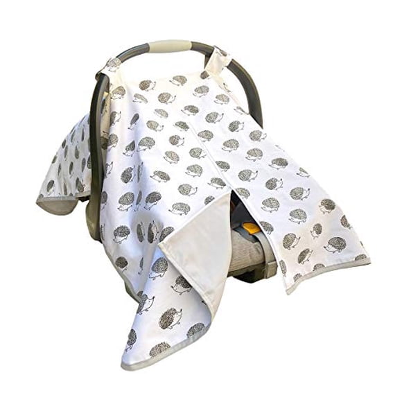 Hokey Pokey 100% Breathable Cotton Baby Car Seat Cover (Grey Hedgehog)
