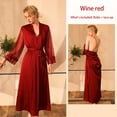 thumbnail image 2 of MeetoTime Pyjama pour Femmes Robe Aguichant Robe en Satin Dentelle Patchwork Nuisette à Manches Longues Camisole Ensemble de Chemise de Nuit, 2 of 3