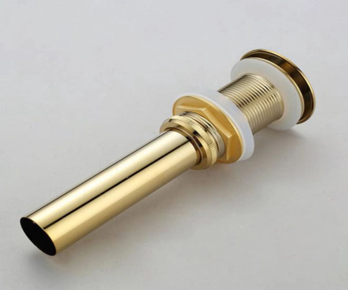 DROP Bath and Kitchen DR091049 Gold Pop-Up Bathroom Sink Drain without Overflow