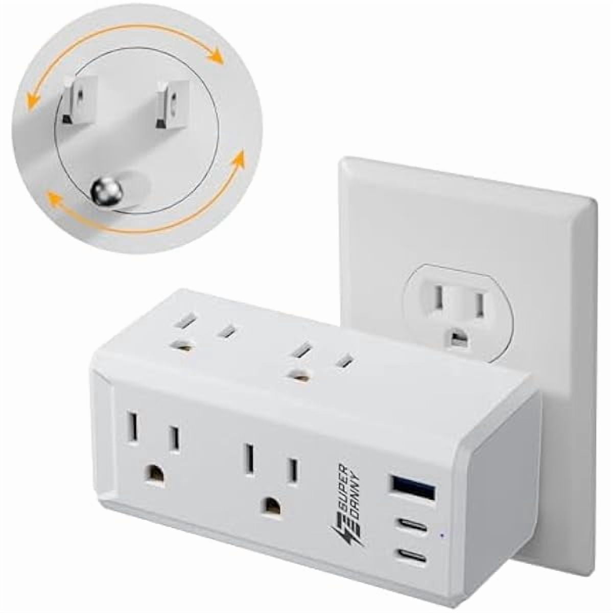 2100j Surge Protector Outlet Extender, YJJSKEJI Outlet Splitter with 6 AC Wall Outlet and 3 Fast Charger USB Ports, Multi Plug Outlet Adapter with Rotating Plug for Home, Office, Dorm, White