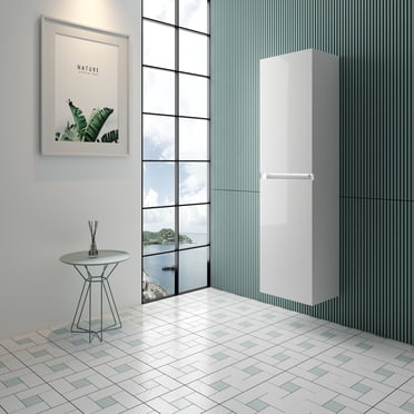 Vanity Art Armoire de Salle de Bain Murale 16 Po L x 59 Po H avec Fini Très Lustré