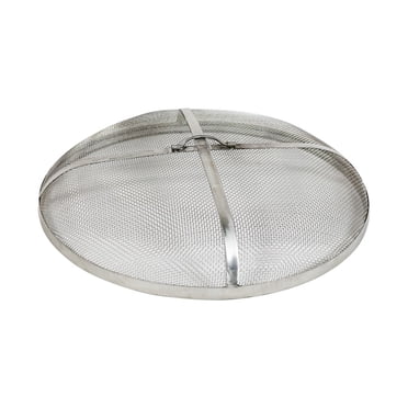 Sunnydaze Outdoor Heavy-Duty Steel Mesh Round Camp Fire Pit Spark Screen Lid with Grabber Ring Top - 36" - Silver