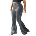 thumbnail image 3 of Women‘s Bootcut Yoga Pants Tummy Control Workout Bootleg Velvet Lounge Active Trouser Sweatpants, 3 of 6