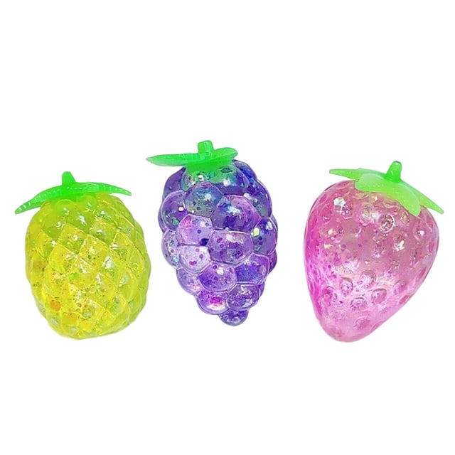 Anmrize Jouet à Presser en Forme de Fruit, Jouet Anti-Stress Rempli de Gelée, Jouet Fidget Transparent, Motifs Raisin Fraise Ananas, Jouet à Presser en Forme de Fruit Transparent, Anti-Stress Rempli de Gelée, 1 Pce Pandom