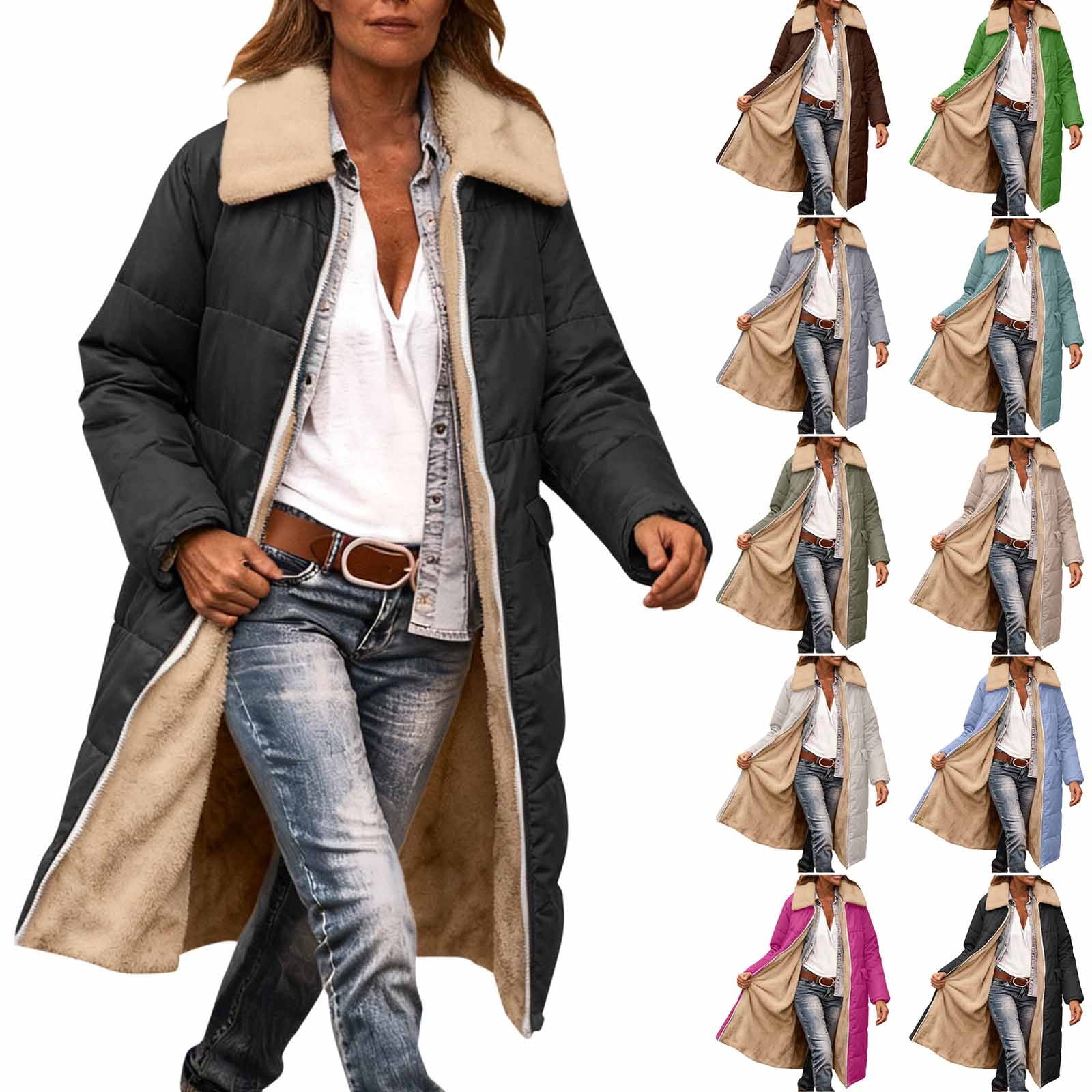 YOIAVAIOY Womens Long Quilted Winter Coats Warm Sherpa Thick Parka Jacket Windproof Waterproof Casual Outerwear White XXL