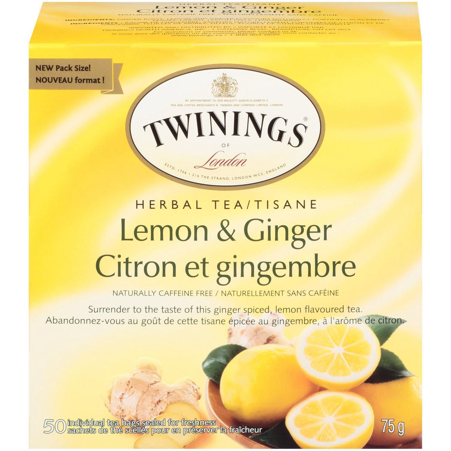 Twinings Lemon & Ginger Herbal Tea 50s