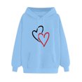 thumbnail image 1 of CEHVOM Women's Comfortable Sweater Heart Pattern Printed Women's Hooded Pocket Drawstring Sweater Clearance, 1 of 4