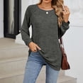 thumbnail image 2 of Timegard Hauts pour Femmes Col Rond Manches Longues T-Shirts de Couleur Unie Chic Décontracté Amples Chauds Hauts Automne, 2 of 7