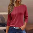 thumbnail image 1 of UPPADA Chandails à Manches 3/4 pour Femmes Mode Tendance Hauts Décontractés Col Rond Chandail Ample Confortable Doux Blouses Grande Taille Coupe Ample T-Shirts Décontractés Vêtements au Coude Hauts à Manches 3/4 pour Femmes Aubaines, 1 of 5
