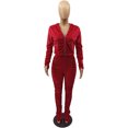 thumbnail image 1 of Honganda Slim Pleated Zipper Hooded Top and Pants Two-piece Suit, 1 of 6