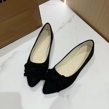 TopLLC Flats Shoes Women's Spring And Summer New Shallow Mouth Suede Bow Slip-on Flat Shoes Women Shoes