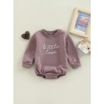 thumbnail image 2 of Faithtur Infant Baby Fall Romper, Long Sleeve Round Neck Letter Embroidery One-Piece Bodysuit, 2 of 8