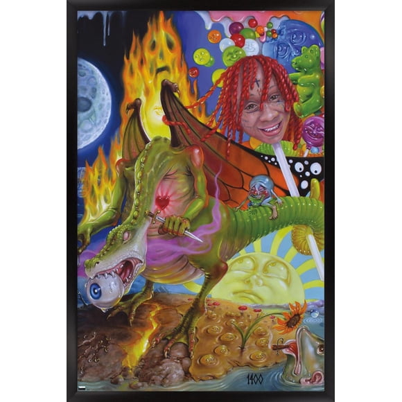 Trippie Redd - Trip at Knight Album Cover Wall Poster with Magnetic Frame, 22.375" x 34"