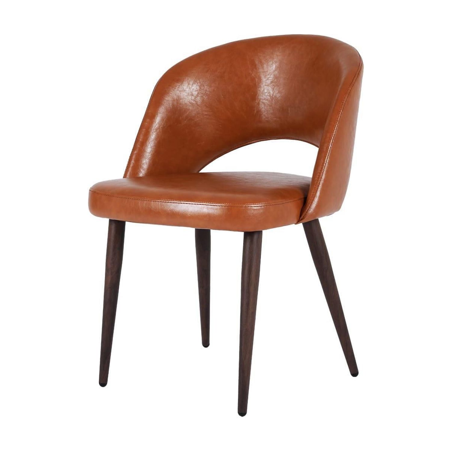 Chaise de salle à manger sans accoudoirs Take Me Home Executive – Style milieu de siècle avec revêtement en cuir PU de qualité supérieure et pieds en noyer robustes, parfaite pour les salles à manger