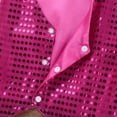 thumbnail image 5 of TTAO Enfants Paillettes Hip-Hop Jazz Danse de Rue Costume de Performance Garçons Filles Gilet à Boutons Veste Haut Rose Rouge 130, 5 of 5