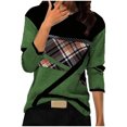 thumbnail image 1 of Pompotops Women Geometric Print Round Neck Patchwork Pullover Long Sleeve Blouse T-shirt Tops, 1 of 5