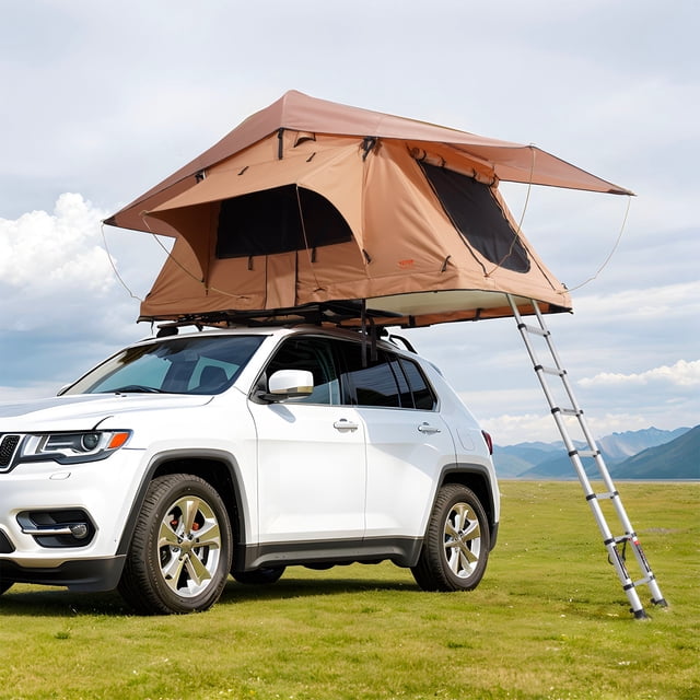 VEVOR Tente de Toit à Coque Rigide 2-3 Personnes Imperméable pour Jeep VUS Camion avec Échelle