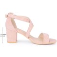 thumbnail image 2 of BLISSFUL STEP Women's Solid Color Open Toe Cross Strap Mid Chunky Heel Sandals, 2 of 6