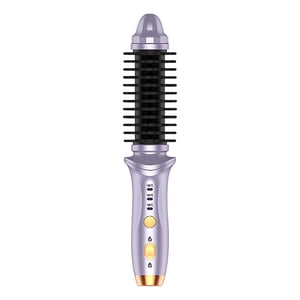 FSTDelivery Brosse en fer pour le curling sans fil, Mini Peigne de redresseur à chaud de voyage, 3-in-1 Wand Portable Wave Curling, 1.5 Pince à chaleur ionique de pouce, USB Curler de cheveux rechargeables pour les femmes, violet