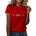 thumbnail image 2 of Hauts d'Été pour Femmes, Blouses Décontractées Habillées pour l'Entraînement 2024, T-Shirts à Imprimé Solaire pour Femmes, Col Rond, Manches Courtes, Rouge, 2 of 5
