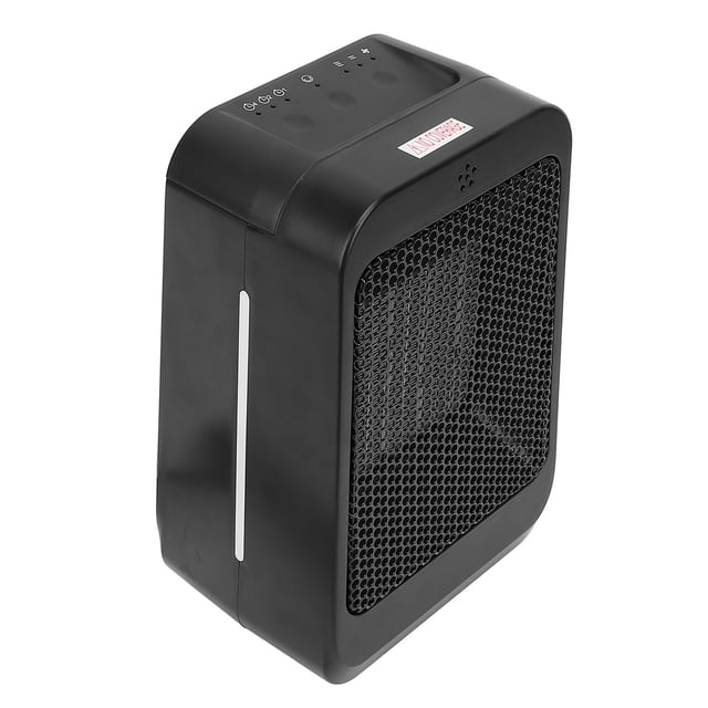 Chauffage de Bureau Électrique Oscillant avec Télécommande, Chauffage d'Appoint avec Minuterie, Doté d'Un design compact en ABS Noir avec Panneau avant en Maille pour la dispersion de la Chaleur. Comprend une oscillation pour une distribution Uniforme de la Chaleur, des Boutons de Commande sur le Dessus et une Télécommande pour une Utilisation Pratique. Dimensions 150x110x230 mm (5.9x4.3x9.1 Po), Idéal pour une Utilisation portable dans les Petits Espaces.