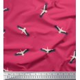 thumbnail image 3 of Soimoi Pink Poly Georgette Fabric Flying Stork Bird Print Sewing Fabric Yard 52 Inch Wide, 3 of 5