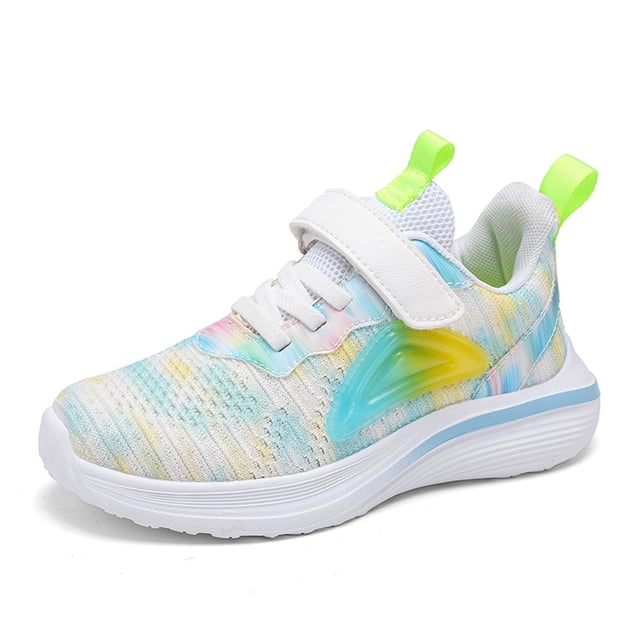 FAOWME Chaussures de Course Décontractées Confortables à Lacets en Maille pour Enfants Vert 11-11.5 Ans