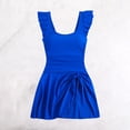 thumbnail image 3 of Bigersell Maillots de Bain à Manches à Volants pour Femmes Style Patineuse une-Pièce avec Jupe Dos Smocké Maillots de Bain Robe de Bain Maillot Bleu TG, 3 of 9