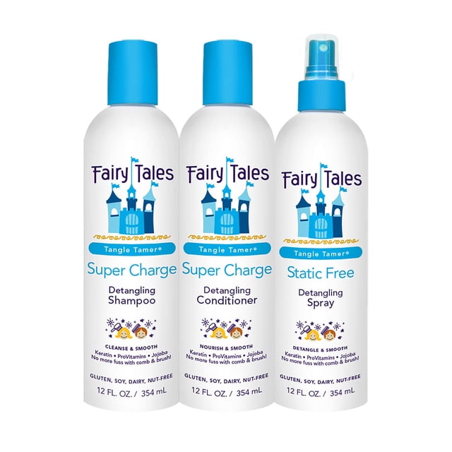 Fairy Tales Tangle Tamer Detangling Shampoo and Conditioner for Kids plus Detangling Spray - Ultra Moisturizing and Anti Frizz Protection - Paraben Free, Sulfate Free -