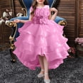 thumbnail image 2 of XDZJLR Girl Dresses Children'S Solid Color Irregular Mesh Lace Knee Length Trailing Wedding Puffy Princess Clothing, 2 of 4