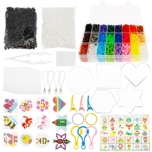 Wekvgz Fuse Beads Kit Fun Fuse Beads Craft Kit Colorful Melting Beads Kit Safe Fuse Beads Bulk Kit Creative Fuse Beads Educational Fuse Beads Craft for Kids Age 5 and More DIY Beads Crafts