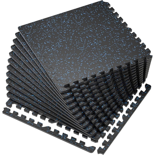 .;; Thick Sq Ft Rubber Top Exercise Equipment Mats High Density EVA Foam Mats with Rubber Top Interlocking Gym Flooring for Home Gym Protective Workout Mat /G
