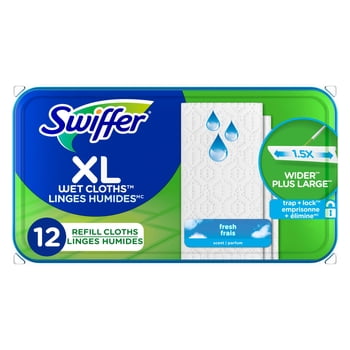 Swiffer Sweep + Mop XL, Wet Pads Refill, Floor Cleaner, Cleaning Cloths, Fresh Scent, 12 Count