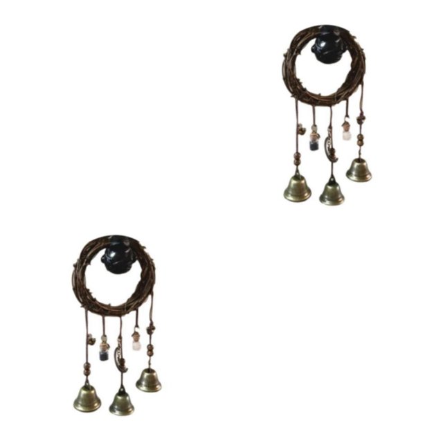 Wweixi Witch Bells For Whimsical Touch Unique Style Gift Choice Easy To Decorate Rattan And Iron And Zinc As Shown 2Set