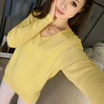 thumbnail image 2 of Women Cashmere Sweaters V-neck Pullover Loose Knitting Top for Spring Autumn(Black XL), 2 of 6
