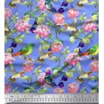 thumbnail image 1 of Soimoi polyester Crepe Fabric Leaves,Floral & Hummingbird Bird Print Fabric by Yard 52 Inch Wide, 1 of 3